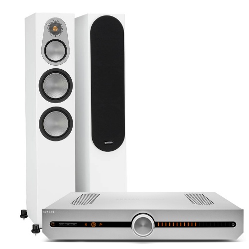 Комплект Roksan Attessa Streaming Amplifier Silver + Monitor Audio Silver 300 Satin White